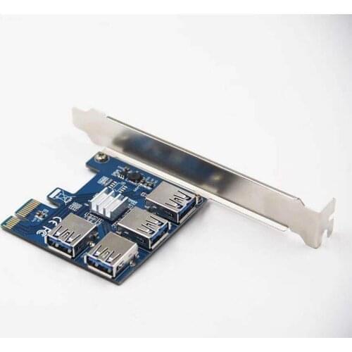 10Pcs PCIE PCI-E PCI Express Riser Card 1x to 16x 1 to 4 USB3.0 Slot Multiplier Hub Adapter For Bitcoin Mining Miner BTC Devices
