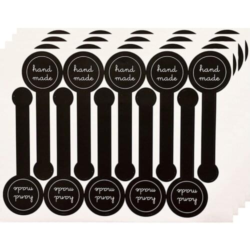 100 Pcs/Pack Long Style Black Handmade Stickers Adhesive Label Stickers For Decor Handmade Gift Baked Goods Packing Seal Sticker