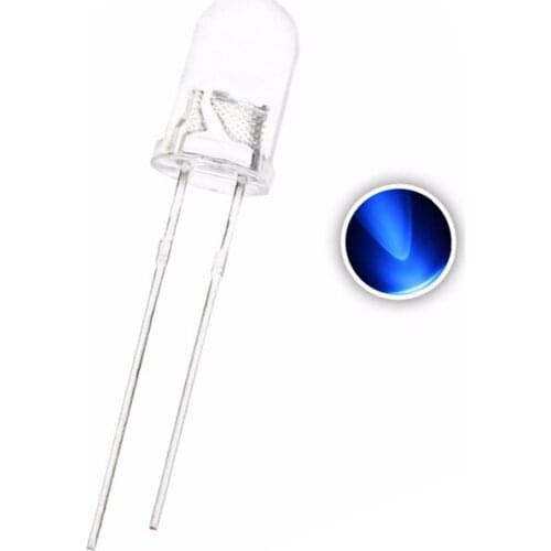100PCS 5mm Blue LED DIP-2 Round Head Water Clear 20mA Ultra bright 2pins Lamp Light Beads
