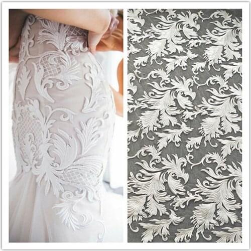 1Y/Lot European White Wedding Dress Lace Fabric Textile For Wedding Decoration Dress Sewing Accessories