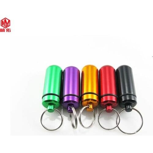 2PCS Keychain Aluminum Alloy Waterproof Box Medicine Rack Container Keychain