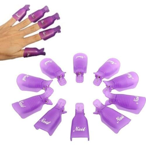 20 sets 10pcs/set Plastic Nail Art Soak Off Cap Clip UV Gel Polish Gel Nail Polish Remover Wrap jk17