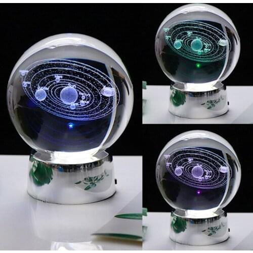 60/80/100mm Crystal Ball 3D Solar System Ball Crystal Globe Planets Model Sphere Home Decoration Accessories