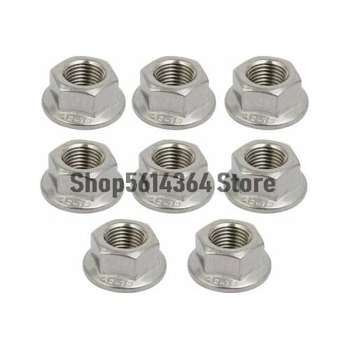 9pcs M12 x 1.25mm Pitch Metric Fine Thread 304 Stainless Steel Hex Flange Nut
