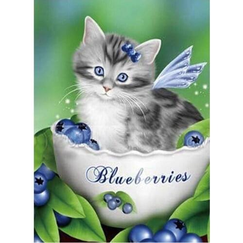 DIY 5D Diamond painting teacup cat Baby cat Diamond Embroidery Full Cross Stitch Rhinestone Mosaic Home Decor Handmade Gift