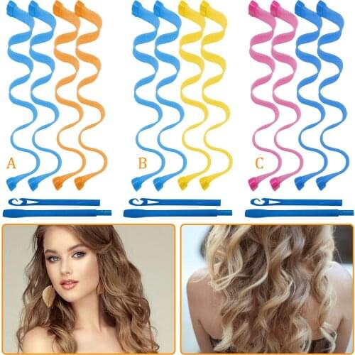 12PCS Heatless Hair Curlers Spiral Curls Rollers Hair Styling Tools with Hooks for Women Girls Home Salon 45cm Length