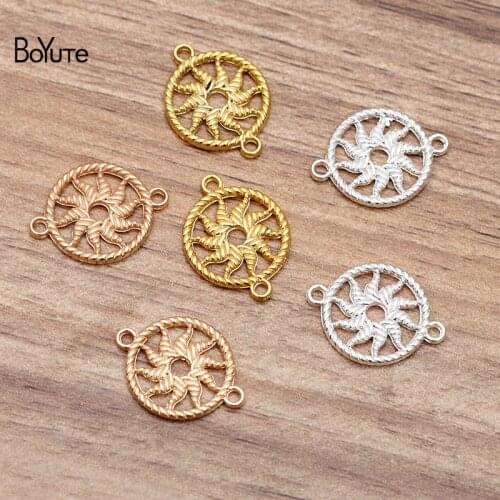 BoYuTe (100 Pieces/Lot) 21*16MM Metal Alloy Sun Connector Charms DIY Jewelry Accessories Hand Made Materials