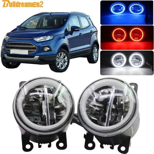 Buildreamen2 Car Styling H11 4000LM Fog Light LED Lamp Angel Eye DRL Daytime Running Light 12V For Ford EcoSport 2013-2016