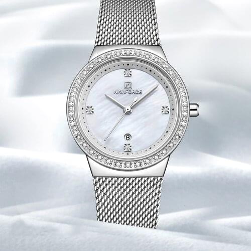 NAVIFORCE Fashion Luxury Ladies Watch Waterproof Rosegold Stainless Steel Mesh Quartz Women Watches Top Brand Relogio Feminino