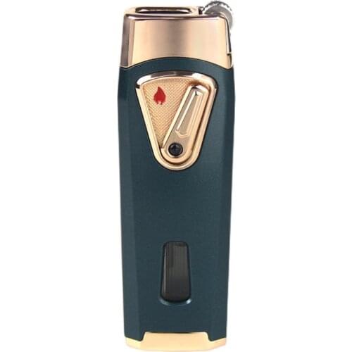 Jobon Grinding Wheel Lighter Double Direct Blue Jets Flame Visible Fuel Tank Torch Fire Windproof Cigar Lighter Outdoor Tool