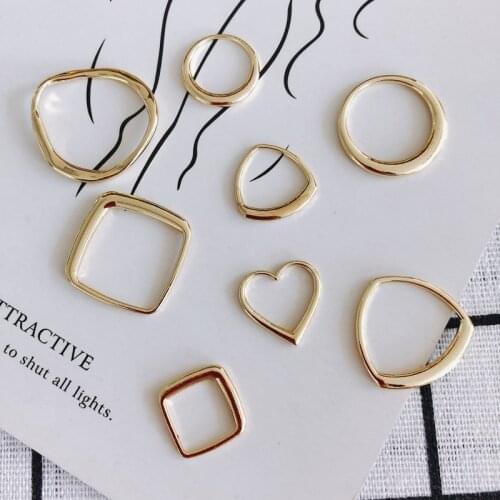 DIY alloy plating jewelry accessories wholesale geometric round square peach heart hollow pendant earring material accessories