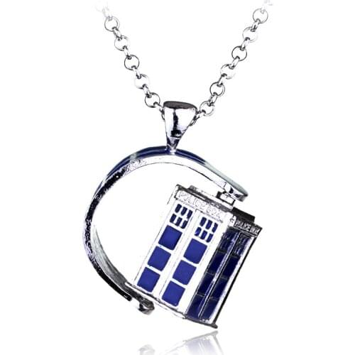Dongsheng Movie Jewelry Dr. Mysterious Police Box House Choker Neckalces Doctor DW Necklace Halloween Pendants Necklace Gift