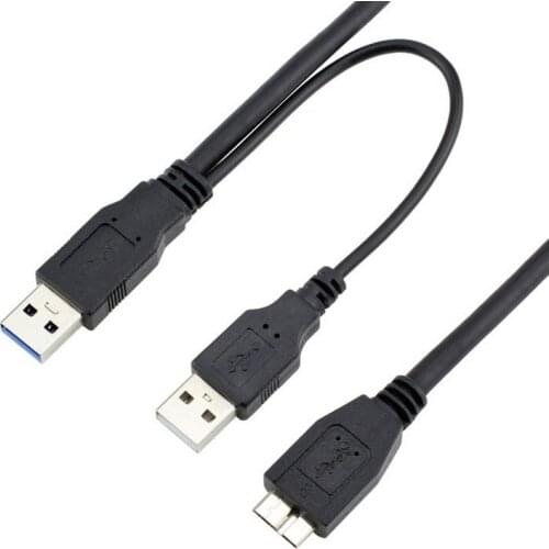 Dual USB3.0 A Male to Micro USB 3.0 Micro B Y cable with Extra USB Power for Mobile HDD 60cm
