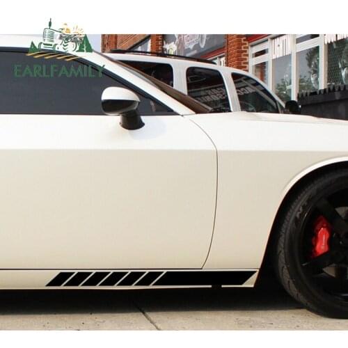 EARLFAMILY 97cm x 6.35cm 2x Side Body Stripes Racing Race Rally JDM Car Styling Vinyl Sticker DIY Waterproof Car Sticker Decal