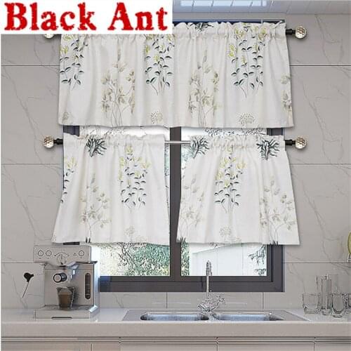 Bay Window Short Curtains Print Plant Half-Sheer Curtain Living Room Kitchen Balcony Window Blinds Drape Pastoral DL-JD991#20