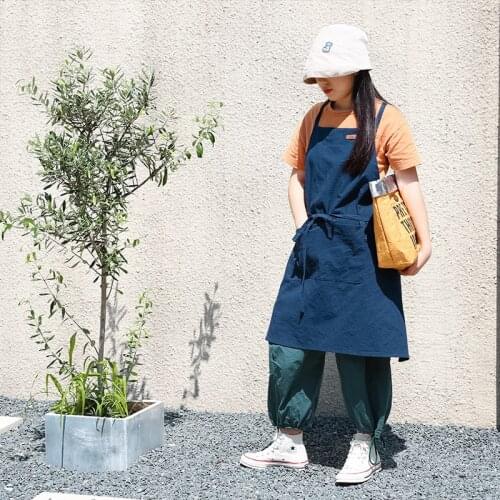 Apron Barista Florist Simple Cotton Strap Striped Restaurant Chef Waiter Overalls Fashion