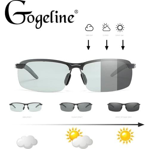 2020 Driving Photochromic Sunglasses Men Polarized Chameleon Discoloration Sun glasses for men fashion rimless square sunglasses