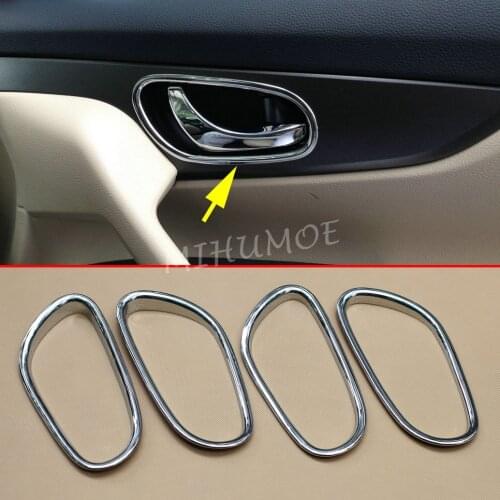 Chrome Interior Door Handle Surround Cover Cup Trims For Nissan Rogue Sport Qashqai J11