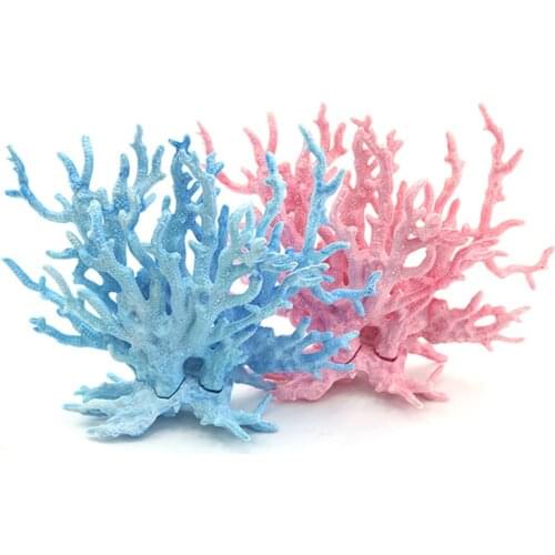 Artificial Plastic Coral Tree Ornaments for Aquarium, Blue 14x17cm Coral Reef Plant for aquarium waterscape plants decoration