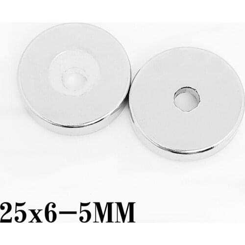 2/5/10/15/20PCS 25x6-5 Round Rare Earth Neodymium Magnet Strong 25*6 Hole 5mm Countersunk Permanent Magnet Disc 25X6-5mm 25*6-5