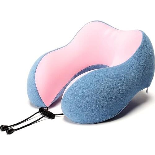 Summer new ice silk memory cotton U-shaped pillow for travel neck pillow for office nap prone pillow can be disassembled washed