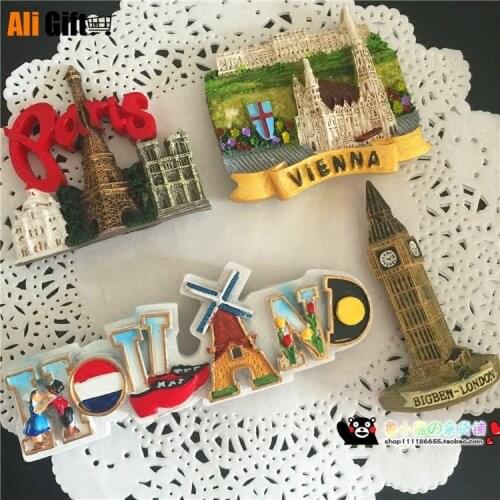 Vienna London Paris Holland Scenery Fridge 3D Magnets Home Decoration Magnetic Refrigerator Sticker Accessory Travel Souvenir