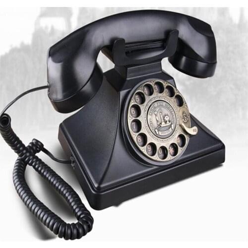 Retro Vintage Telephone Black Multi-Function Plastic Number Storage Home Office Telephone Wired Fixed Landline Phone