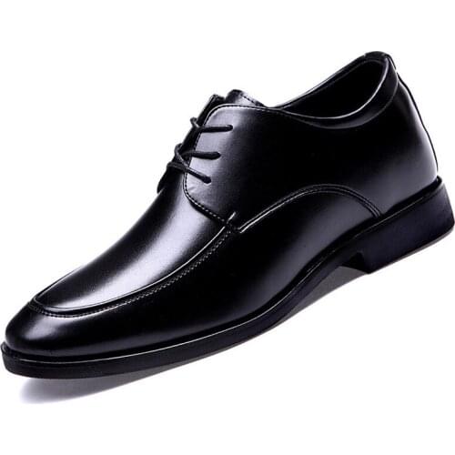 Height Increasing 6CM Man Shoes Genuine Leather Dress Men Shoes Lace Up Italy Business Mens Wedding Formal Oxford Shoes For Men