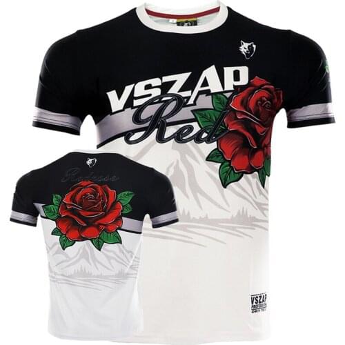 VSZAP MMA Mens Tracksuit Summer T Shirt Short Quick Dry Muay Thai Boxing T Shirt Gym Clothing Fitness Training Running Sports