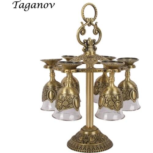 Homebrew Chinese wine cup set 6 pcs goblets rack liqueur Shot glass Classical brewery beer Red Wine small mugs for family brew