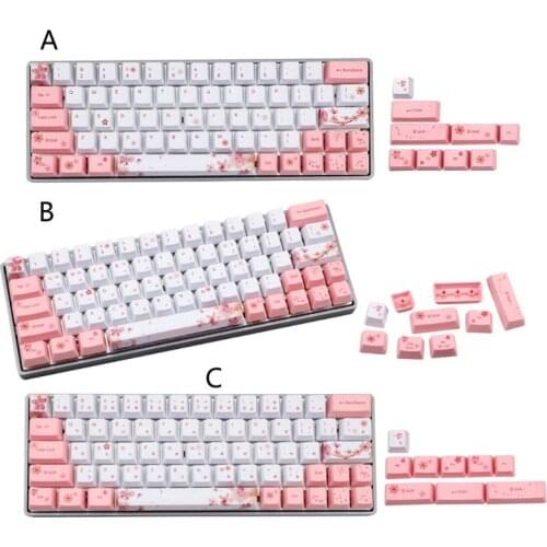 OEM PBT Cherry Blossom Keycap Keyboard Keycaps Dye-Sublimation Korean Japanese Dropshipping