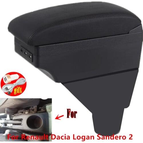 Armrest box For Renault Dacia Sandero Logan Armrest USB Double layer central Store content car accessories