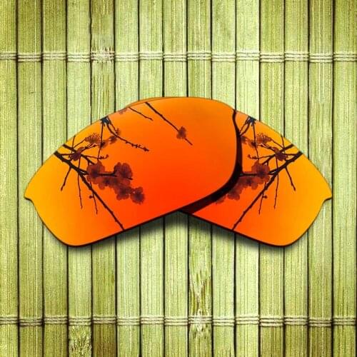 Polarized Replacement Lense For-Oakley Flak Jacket Sunglasses Frame True Color Mirrored Coating - Fire Red Color Options