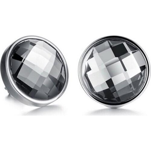 Vintage 14mm Glass Earrings Punk Rock Stainless Steel Earrings For Women Men Jewelry