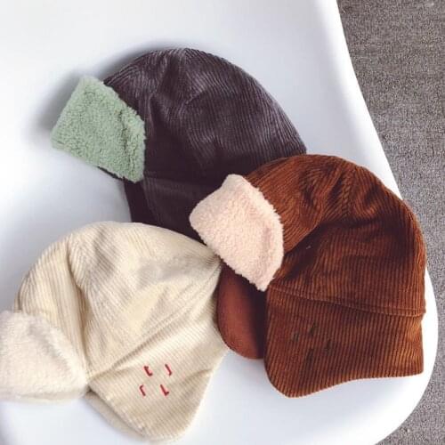 2020 Winter New Arrival Girls Fashion Warm Fleece Hat Kids Corduroy Hats