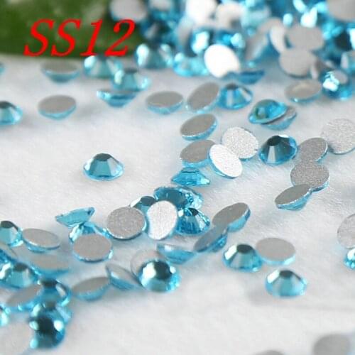 SS12 3.0-3.2mm 1440pcs lake blue Nail Art Rhinestones Non HotFix Rhinestones DIY Nail Art Decorations,Garment Accessories
