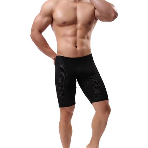 New Mesh Sheer Men Boxers Underwear Long Leg Shorts Sexy Underpants Boxershorts Homme Sleep Mens Hollow Breathable Bottoms