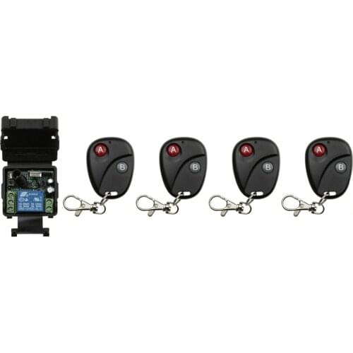 Xuanlongyuan DC12V 24V 1CH 10A RF Wireless Remote Control Switch System Transmitter with Two-button Receiver Garage Doors /lamp
