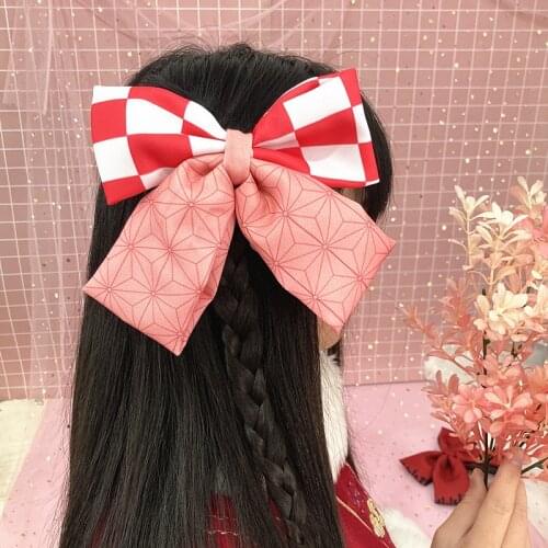 Anime Demon Slayer Kochou Shinobu Kokushibou Cos Cosplay Fashion Bow Hairpin Cute Hair Clip Women Girls Floral Hair Accessories