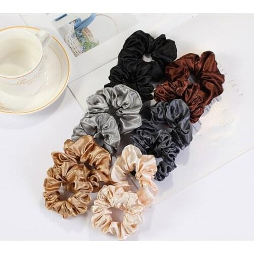 2PCS Women Satin Scrunchies Ponytail Holder Imitation Silk Hair Rope Rings Hair Accessories Elastic Headwear Accessories