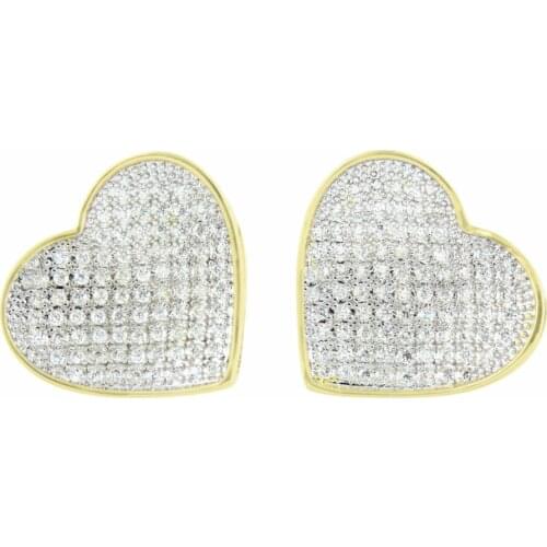 Full micro pave cz Heart screw back earring for women Rock HIP hip bling iced out jewelry wholesale