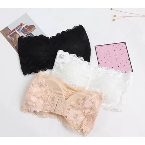 1pcs Sexy Bra Women Lace Floral Bralet Bustier Valentines Day Back Closure Bandeau Padded Bralette Strapless Tube Top Lingerie