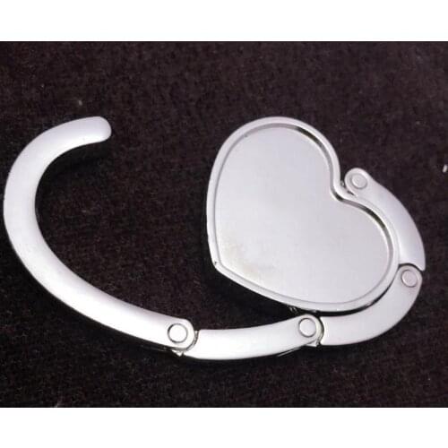 100x Love Heart Shaped Foldable Handbag Hanger Bag Holder Purse Table Hook Custom Logo Promotional Gift Items for Ladies & Women