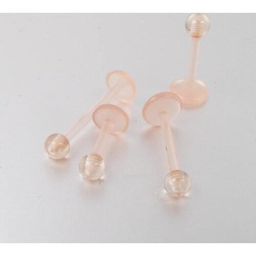 2 Pieces 16G Flesh Yellow Color Transparent Invisible Flexible Lip Ring Labret Tragus Body Piercing Jewelry