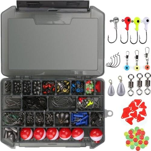 228/188pcs/box Fishing Accessories Kit Including Jig Hooks fishing Sinker weights fishing Swivels Snaps with fishing tackle box