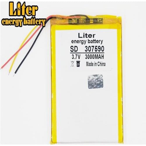 3 line U25GT 307590 3.7V 3000MAH Tablet polymer battery 307590 MP3 MP4 MP5 polymer rechargeable battery