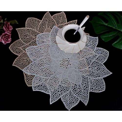 4 PCS Placemat PVC Hollow Table Mat Hotel Insulation Non-slip Steak Plate Mat Outdoor