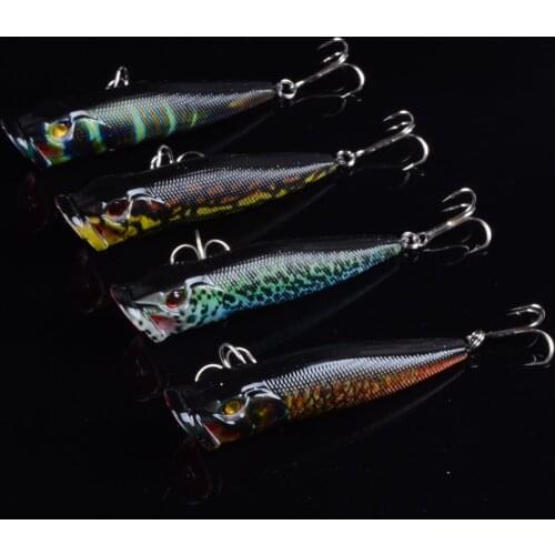 4pcs/lot 9.5cm 12g Popper Fishing lures Hard Bionic Painted bait Wobblers Swim Fishing Tackle 6 Colors 6# Hooks 3D eyes