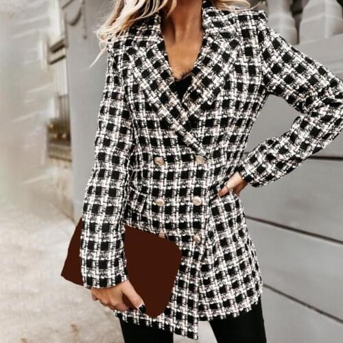 40%HOTCoat Plaid Warm Mid-length Women Outer Garment For Winter