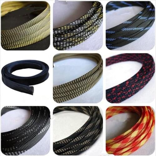 5m high quality 14mm colour Cable Sleeve Wire Protection PET Cable Sleeves wire cable Braided PET Sleeve